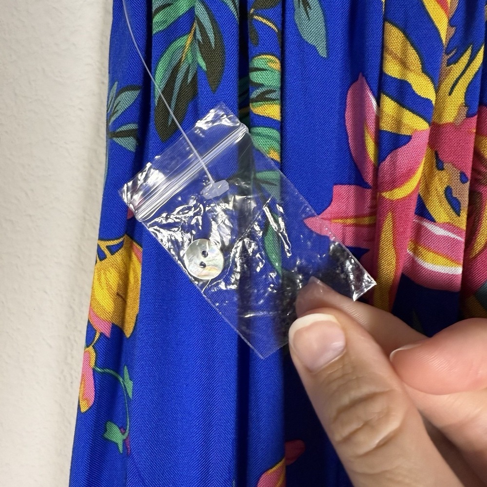 Floral Blue Maxi Skirt with Smocked Waist - Picture 6 of 12